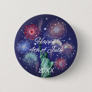Independence Day Fireworks 6 Cm Round Badge