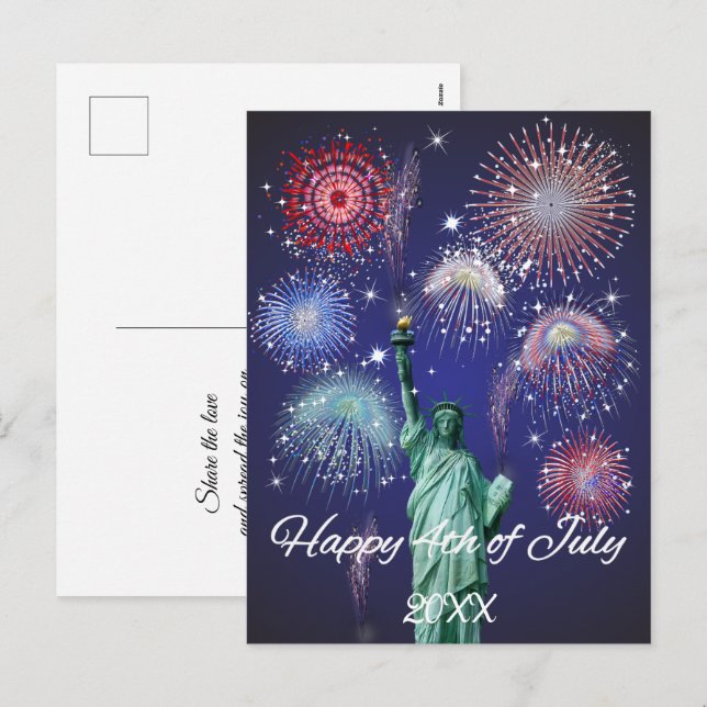 Independence Day Fireworks Holiday Postcard (Front/Back)