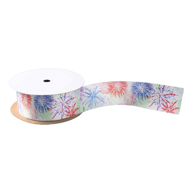 Independence Day Fireworks  Satin Ribbon (Spool)