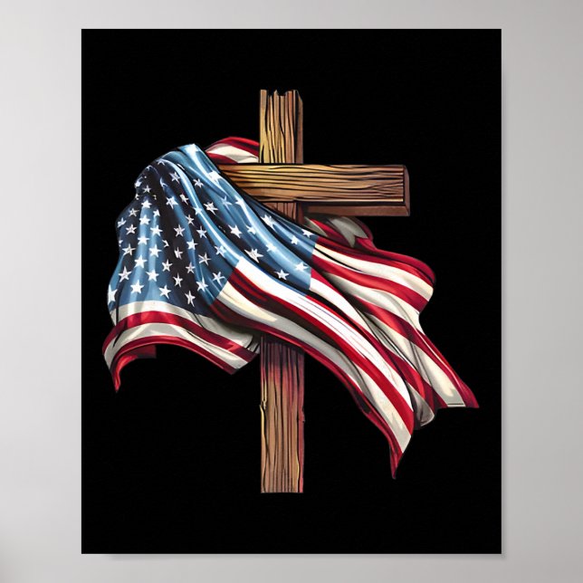 Independence Day Flag Cross Print  (Front)