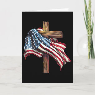 Independence Day Flag Cross Print Card