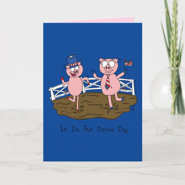 Independence Day Funny Pigs 4th of July Card (Front)
