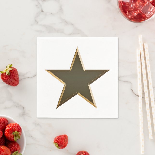 Independence Day gold white star patriotic paper Napkin (Insitu)