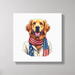 Independence Day Golden Retriever Vintage Shirt 2 Canvas Print