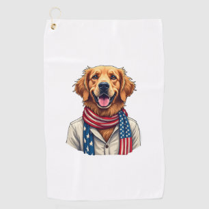 Independence Day Golden Retriever Vintage Shirt 2 Golf Towel