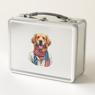 Independence Day Golden Retriever Vintage Shirt 2 Metal Lunch Box