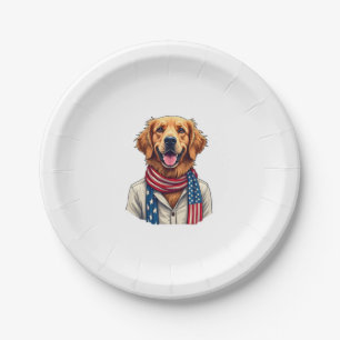 Independence Day Golden Retriever Vintage Shirt 2 Paper Plate