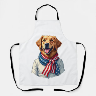 Independence Day Golden Retriever Vintage Shirt 3 Apron