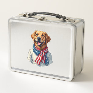 Independence Day Golden Retriever Vintage Shirt 3 Metal Lunch Box