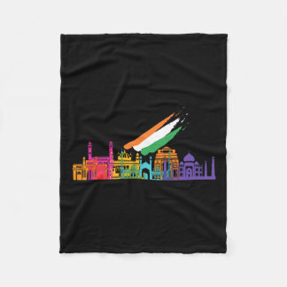 Independence Day Graphic Tees Love Travel India Vi Fleece Blanket