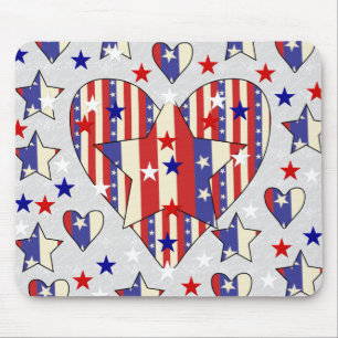 Independence Day Hearts Mouse Mat