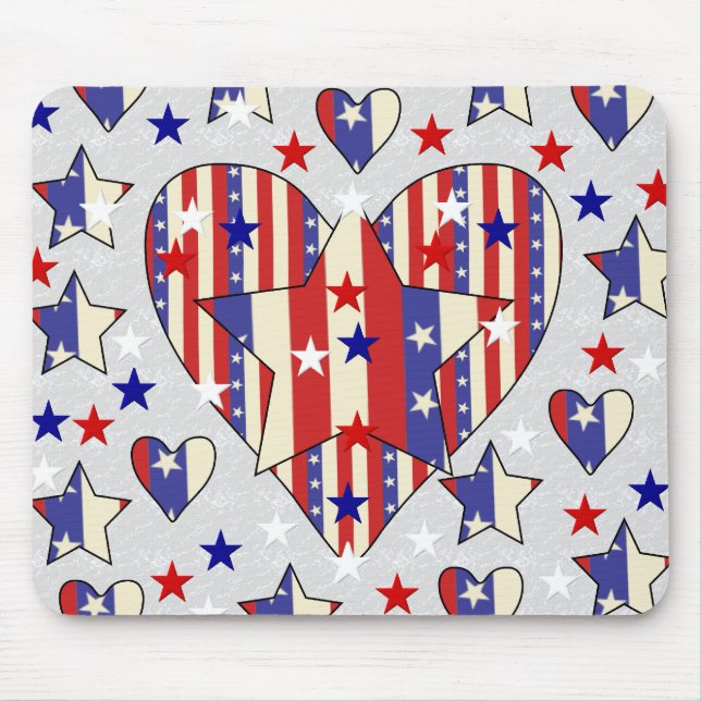 Independence Day Hearts Mouse Mat (Front)