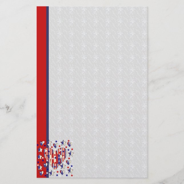 Independence Day Hearts Stationery (Front)