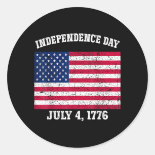 Independence Day July 4 1776 American Flag 4th of Classic Round Sticker