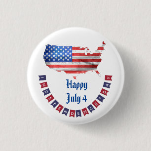 Independence Day July 4 American Flag USA Country 3 Cm Round Badge