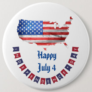 Independence Day July 4 American Flag USA Country 6 Cm Round Badge