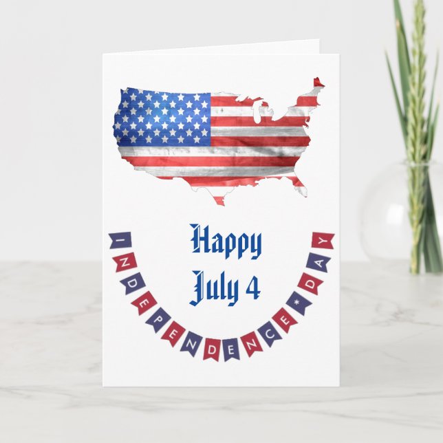 Independence Day July 4 American Flag USA Country Card (Front)
