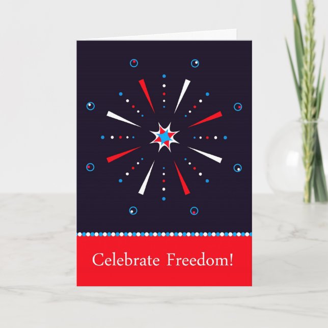 Independence Day July 4th Firework Greeting Card (Front)