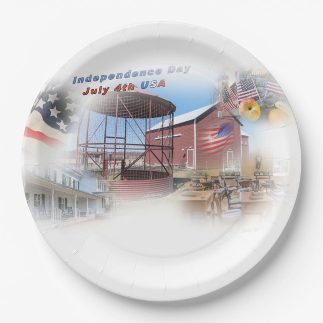Independence Day July 4th USA Paper Plate (Front)