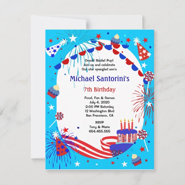 Independence Day Kid's Birthday Party Invitation (Front)