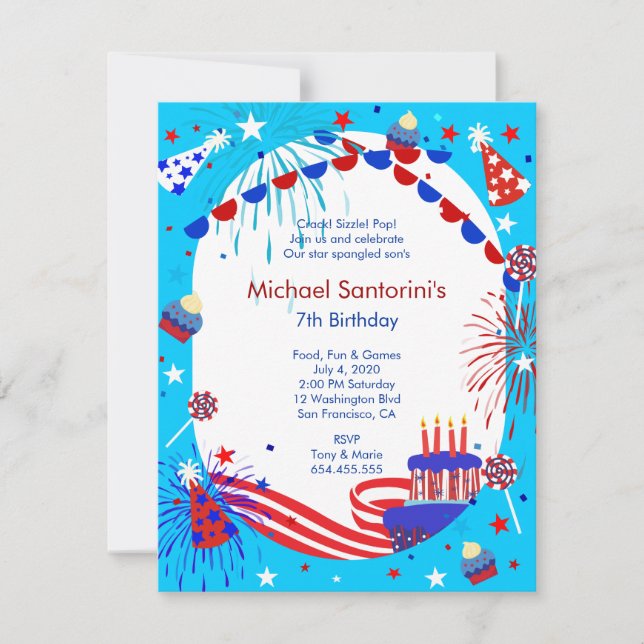 Independence Day Kid's Birthday Party Invitation (Front)