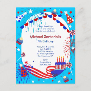 Independence Day Kid's Birthday Party Invitation