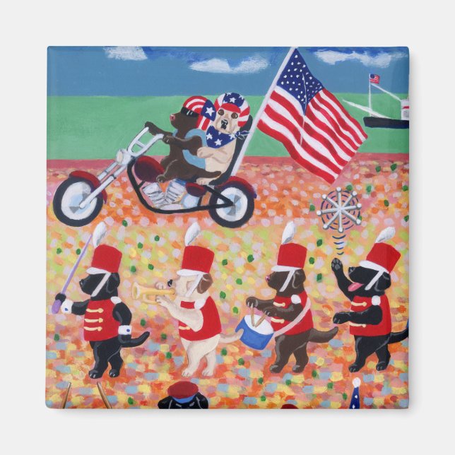 Independence Day Labradors Magnet (Front)