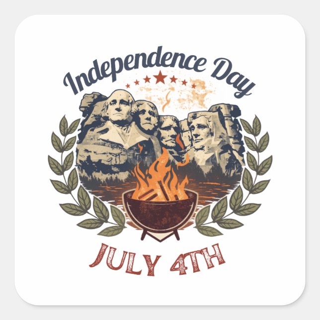 Independence Day Mount Rushmore July 4th Square Sticker (Front)