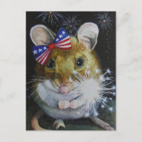 Independence Day Mouse No. 1 Watercolor Art