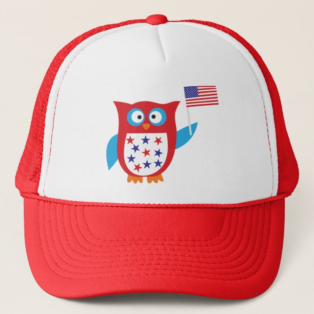 Independence Day Owl Trucker Hat (Front)