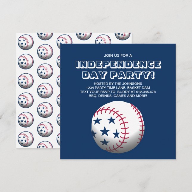 Independence Day Party Baseball Invitation (Front/Back)