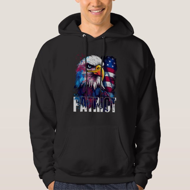 Independence Day Patriotic 4th July Eagle USA Amer Hoodie (Front)