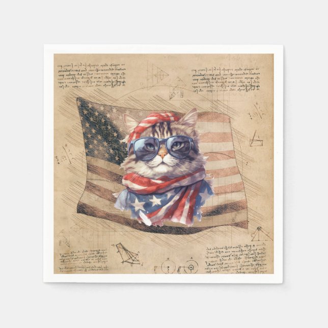 Independence day Patriotic American flag 4th July  Napkin (Front)