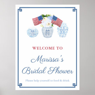 Independence Day Preppy Ginger Jar Bridal Shower Poster