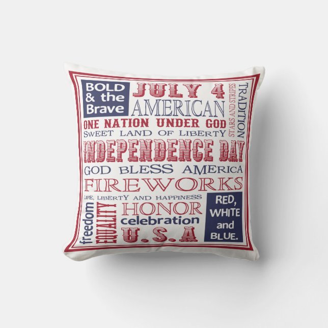 Independence Day- Red, White and Blue Subway Art Cushion (Front)