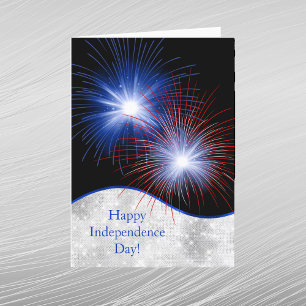 Independence Day Red White Blue Fireworks  Holiday Card