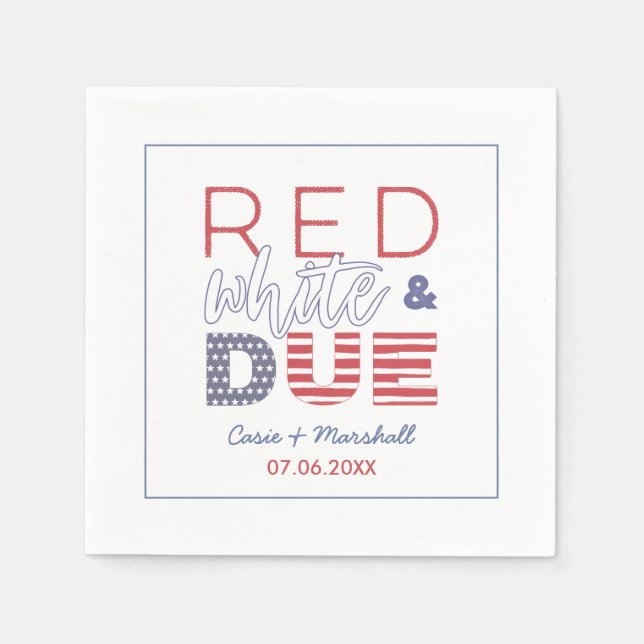 Independence Day Red White Due BBQ Baby Shower Napkin (Front)
