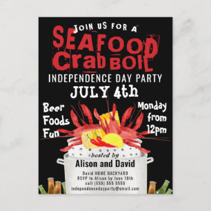Independence Day Seafood Boil Party Invitation Postcard