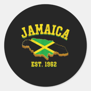 Independence Day Shirt Jamaican Flag Map Pride Classic Round Sticker