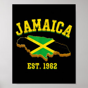 Independence Day Shirt Jamaican Flag Map Pride Poster