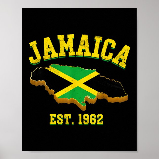 Independence Day Shirt Jamaican Flag Map Pride  Poster (Front)