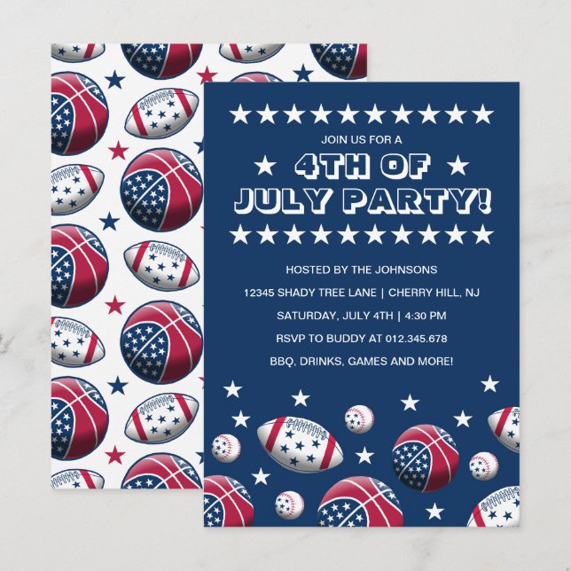Independence Day Sports Party Invitation (Front/Back)