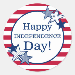 Independence Day Stars Stripes Modern Patriotic Classic Round Sticker