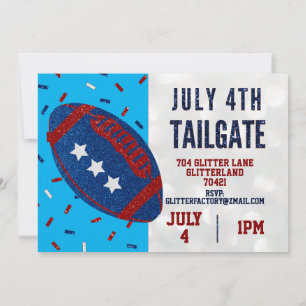 Independence Day Tailgate July 4 Glitter Invitatio Invitation