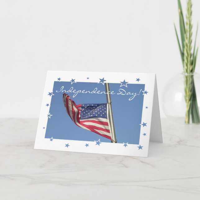 Independence Day!-U.S. flag with stars Card (Front)