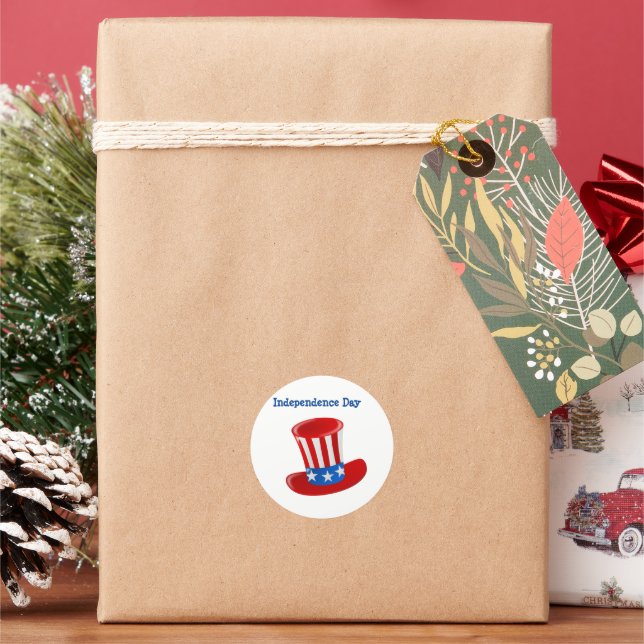Independence Day /Uncle Sam Hat Classic Round Sticker (Holiday)