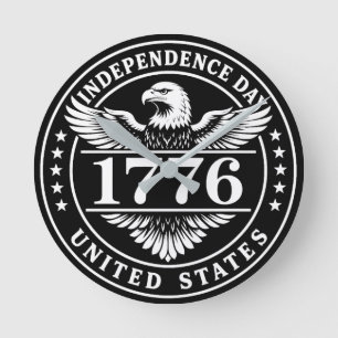Independence Day United States Eagle Badge Round Clock