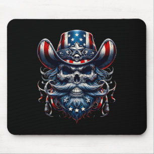 Independence Day Usa Patriot Bearded Skull! 4th Of Mouse Mat