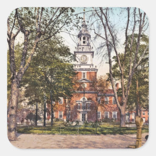 Independence Hall Philadelphia, PA 1900 Vintage Square Sticker