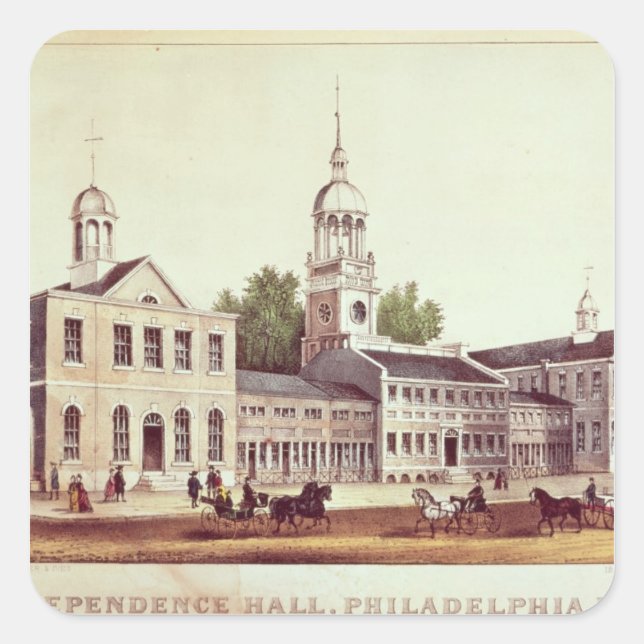Independence Hall, Philadelphia Square Sticker (Front)